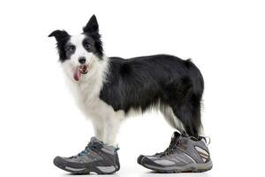 a adorável fronteira collie vestindo masculino sapatos foto