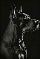 cachorro cachorro cão de caça estúdio silhueta foto Preto branco vintage retroiluminado movimento contorno tatuagem