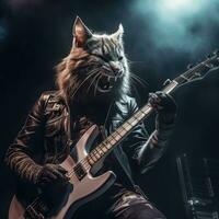 gato cantor realista foto Rocha metal guitarra graves etapa cena profissional tiro música show banda