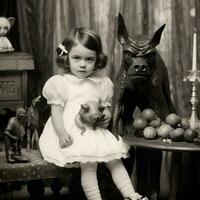 crianças crianças dia das Bruxas assustador vintage fotografia máscaras 19 século Horror fantasias festa foto