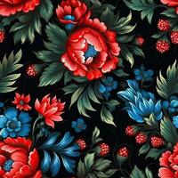 retro vintage ornamentado enfeite desatado padronizar floral azul quadrado arte têxtil pano impressão arte foto