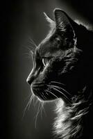 gatinha gato silhueta contorno Preto branco retroiluminado movimento tatuagem profissional fotografia foto