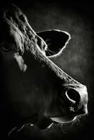 touro vaca boi silhueta contorno Preto branco retroiluminado movimento contorno tatuagem profissional fotografia foto