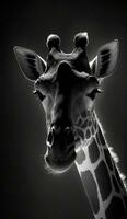 girafa estúdio silhueta foto Preto branco vintage retroiluminado retrato movimento contorno tatuagem