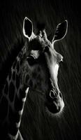 girafa estúdio silhueta foto Preto branco vintage retroiluminado retrato movimento contorno tatuagem