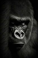gorila macaco macaco retrato estúdio silhueta foto Preto branco retroiluminado movimento contorno tatuagem