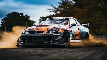 jdm japonês à deriva carro profissional foto fumaça dinâmico dentro movimento rastrear esporte afinação fotografia