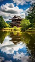 Japão zen têmpora todai panorama panorama Visão fotografia sakura flores pagode Paz silêncio foto