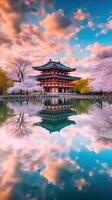 Japão zen têmpora todai panorama panorama Visão fotografia sakura flores pagode Paz silêncio foto