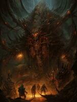 diablo Satanás demônio batalha tatuagem épico Sombrio fantasia ilustração arte assustador poster óleo pintura foto