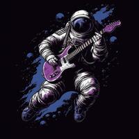 astronauta guitarra camiseta Projeto brincar imprimível cobrir tatuagem isolado vetor ilustração obra de arte foto