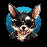 corgi cachorro oculos de sol camiseta Projeto brincar imprimível cobrir tatuagem isolado vetor ilustração arte foto