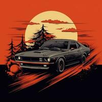 jdm gtr Japão carro Hakosuka camiseta Projeto brincar cobrir tatuagem isolado vetor ilustração obra de arte foto