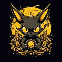 louco Pikachu camiseta Projeto brincar imprimível cobrir tatuagem isolado vetor ilustração obra de arte foto