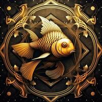 peixe místico cosmos bússola planeta tarot cartão constelação navegação zodíaco ilustração foto