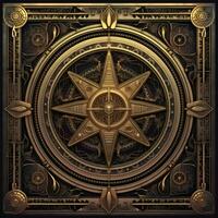 latão místico cosmos bússola planeta tarot cartão constelação navegação zodíaco ilustração foto