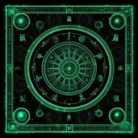 verde azul místico cosmos bússola planeta tarot cartão constelação navegação zodíaco ilustração foto