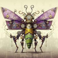 borboleta mosca colorida abstrato ilustração tatuagem industrial poster arte geométrico vetor steampunk besouro foto