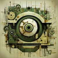 grande olho abstrato ilustração tatuagem industrial poster arte geométrico vetor steampunk foto