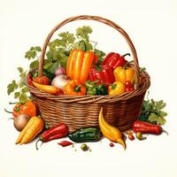 cesta detalhado aguarela pintura fruta vegetal clipart botânico realista ilustração foto