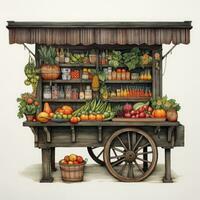 cesta ficar de pé detalhado aguarela pintura fruta vegetal clipart botânico realista ilustração foto