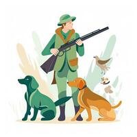 rifle caçador cachorros plano vetor clipart ilustração local na rede Internet estilo profissão trabalho isolado foto