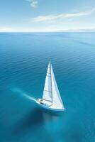 iate barco mar Navegando vento Rapidez navegação liberdade relaxamento fluxo romântico fotografia aéreo foto