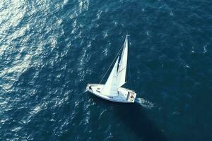 iate barco mar Navegando vento Rapidez navegação liberdade relaxamento fluxo romântico fotografia aéreo foto