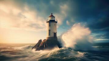 farol tempestade ondas respingo pacífico panorama liberdade cena lindo natureza papel de parede foto