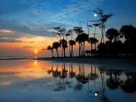oceano pôr do sol Sol silêncio zen pacífico panorama liberdade cena lindo natureza papel de parede foto