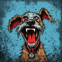 louco Latidos cachorro furioso louco retrato expressivo ilustração obra de arte óleo pintado esboço tatuagem foto