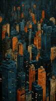 Novo Iorque mão desenhar pintura obra de arte gráfico óleo panorama índigo laranja poster cenário pôr do sol foto