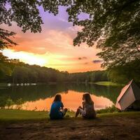 acampamento pôr do sol barraca tranquilidade graça panorama zen harmonia descansar calma unidade harmonia fotografia foto