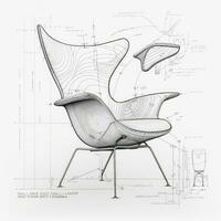 poltrona retro futurista mobília esboço ilustração mão desenhando referência desenhador idéia foto
