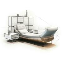 armário cama retro futurista mobília esboço ilustração mão desenhando referência desenhador idéia foto