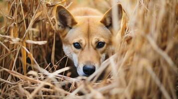 dingo cachorro leopardo escondido predador fotografia Relva nacional geográfico estilo documentário papel de parede foto