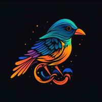 Raven pássaro néon ícone logotipo dia das Bruxas fofa assustador brilhante ilustração tatuagem isolado vetor foto