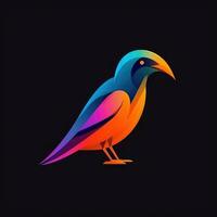 Raven pássaro néon ícone logotipo dia das Bruxas fofa assustador brilhante ilustração tatuagem isolado vetor foto