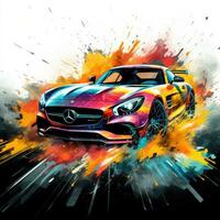 caro mercedes slr amg poster ilustração esboço grafite faísca brilhante luxo modelo obra de arte foto