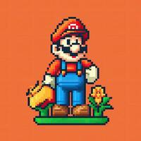 mario retro vintage 8 bits pixel clipart adesivo logotipo ilustração vetor isolado digital arte foto