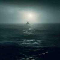 navio mar onda épico Sombrio fantasia ilustração arte assustador detalhado poster óleo pintura apocalipse foto