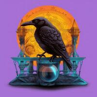 mistério Corvo Raven lua Magia abstrato surreal obra de arte ilustração vintage desenhando foto