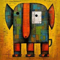 elefante cubismo arte óleo pintura abstrato geométrico engraçado rabisco ilustração poster tatuagem foto