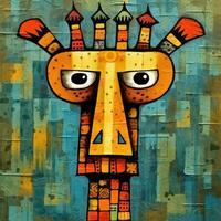 girafa cubismo arte óleo pintura abstrato geométrico engraçado rabisco ilustração poster tatuagem foto