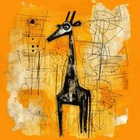 girafa expressivo crianças animal ilustração pintura página de recados mão desenhado obra de arte fofa desenho animado foto