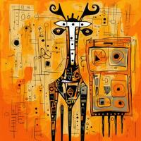girafa expressivo crianças animal ilustração pintura página de recados mão desenhado obra de arte fofa desenho animado foto