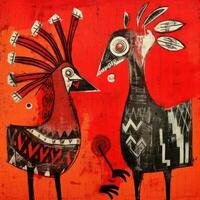 pássaros expressivo crianças animal ilustração pintura página de recados mão desenhado obra de arte fofa desenho animado foto