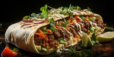 shawarma tacos profissional estúdio Comida fotografia social meios de comunicação elegante tecido quente moderno de Anúncios foto