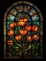 flores manchado vidro janela mosaico religioso colagem obra de arte retro vintage texturizado religião foto