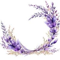 lavanda floral quadro, Armação cumprimento cartão scrapbooking aguarela □ Gentil ilustração fronteira Casamento foto